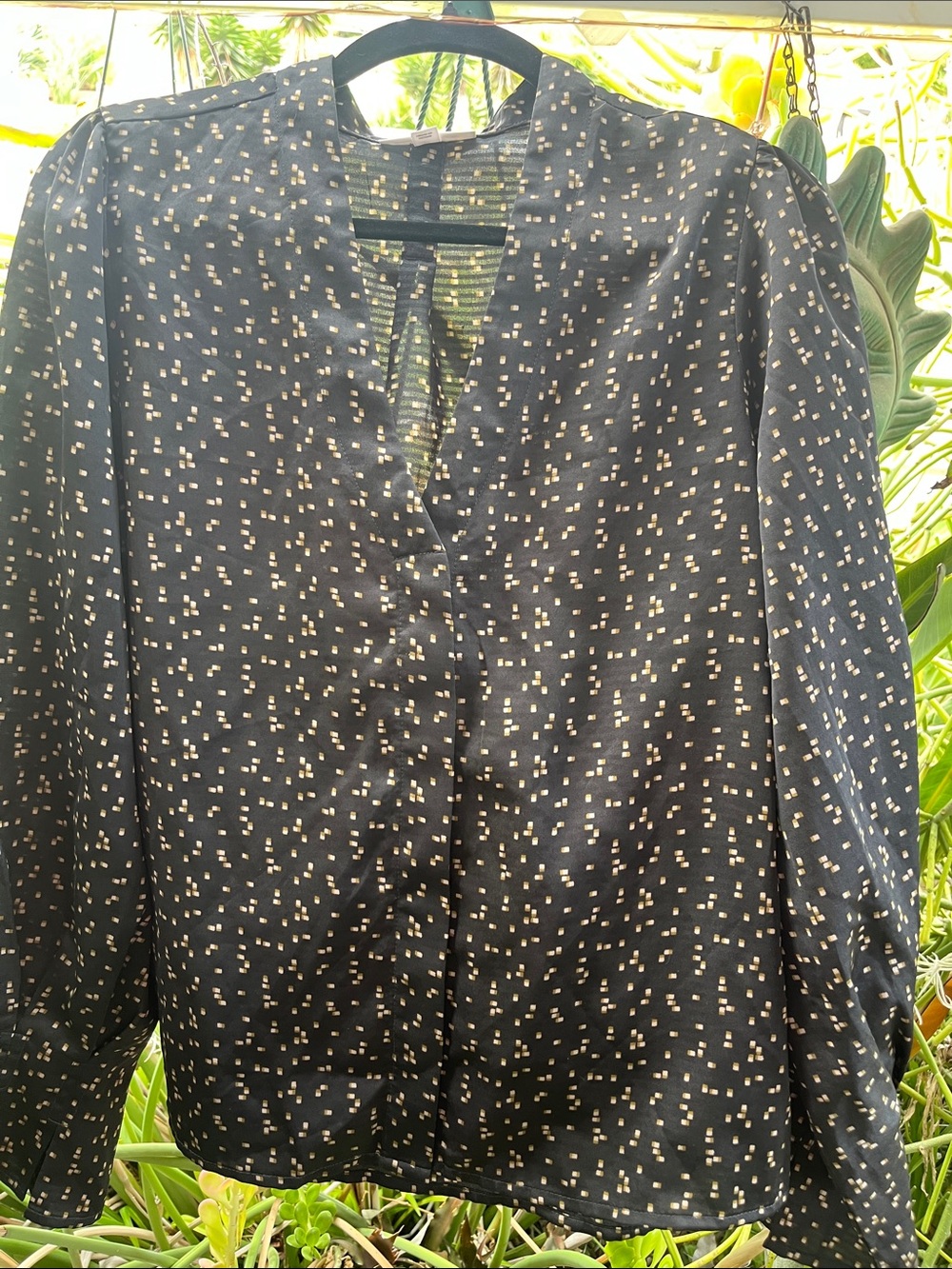 Prologue Black Blouse with Ivory Dot Print